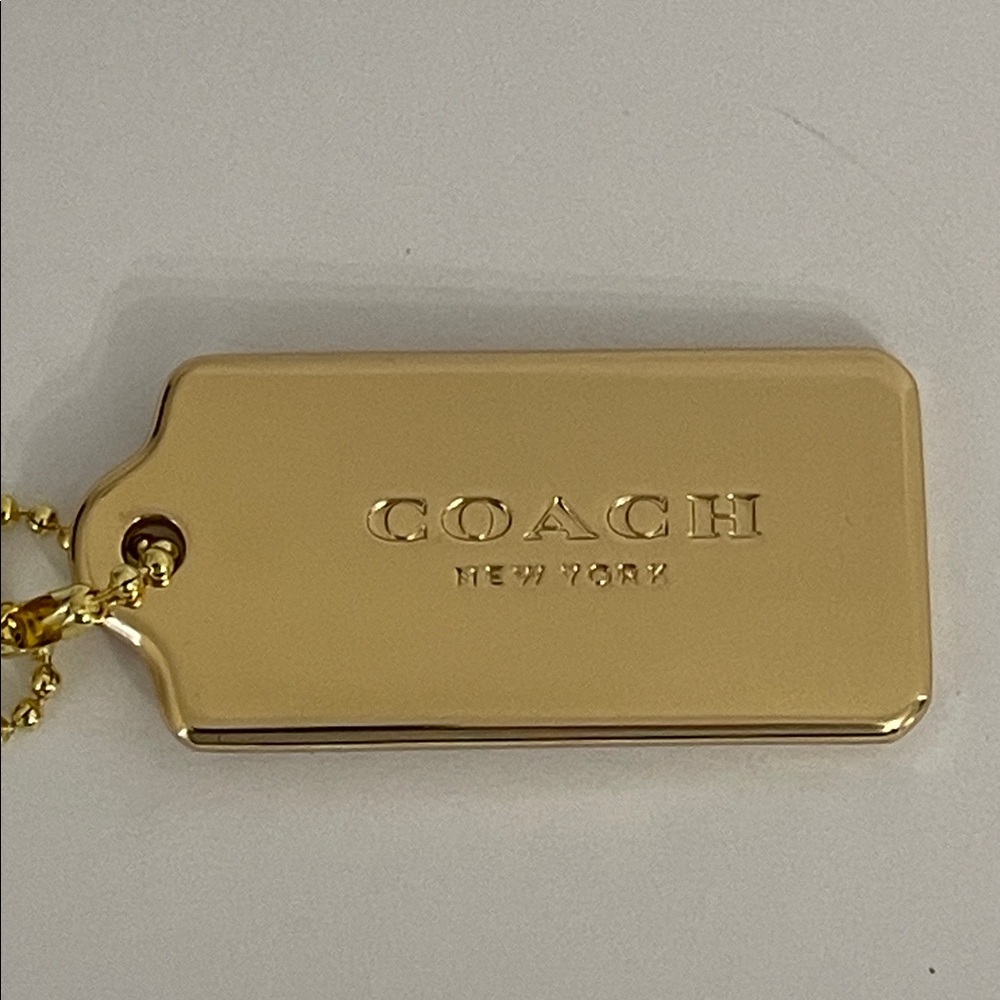Coach Large Gold Tone Metal Hang Tag Key Fob Bag Charm
